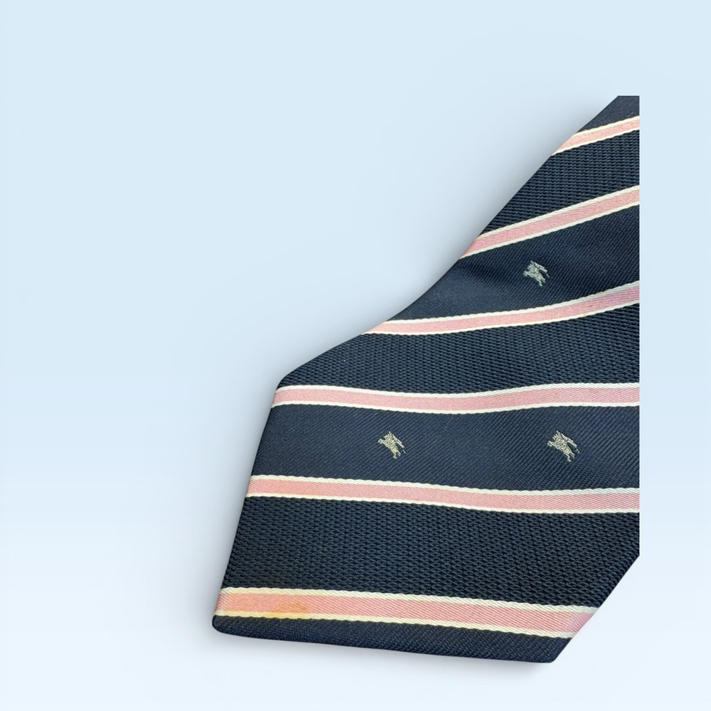 Burberry Navy and Pink Equestrian Tie - Picture 2 of 3